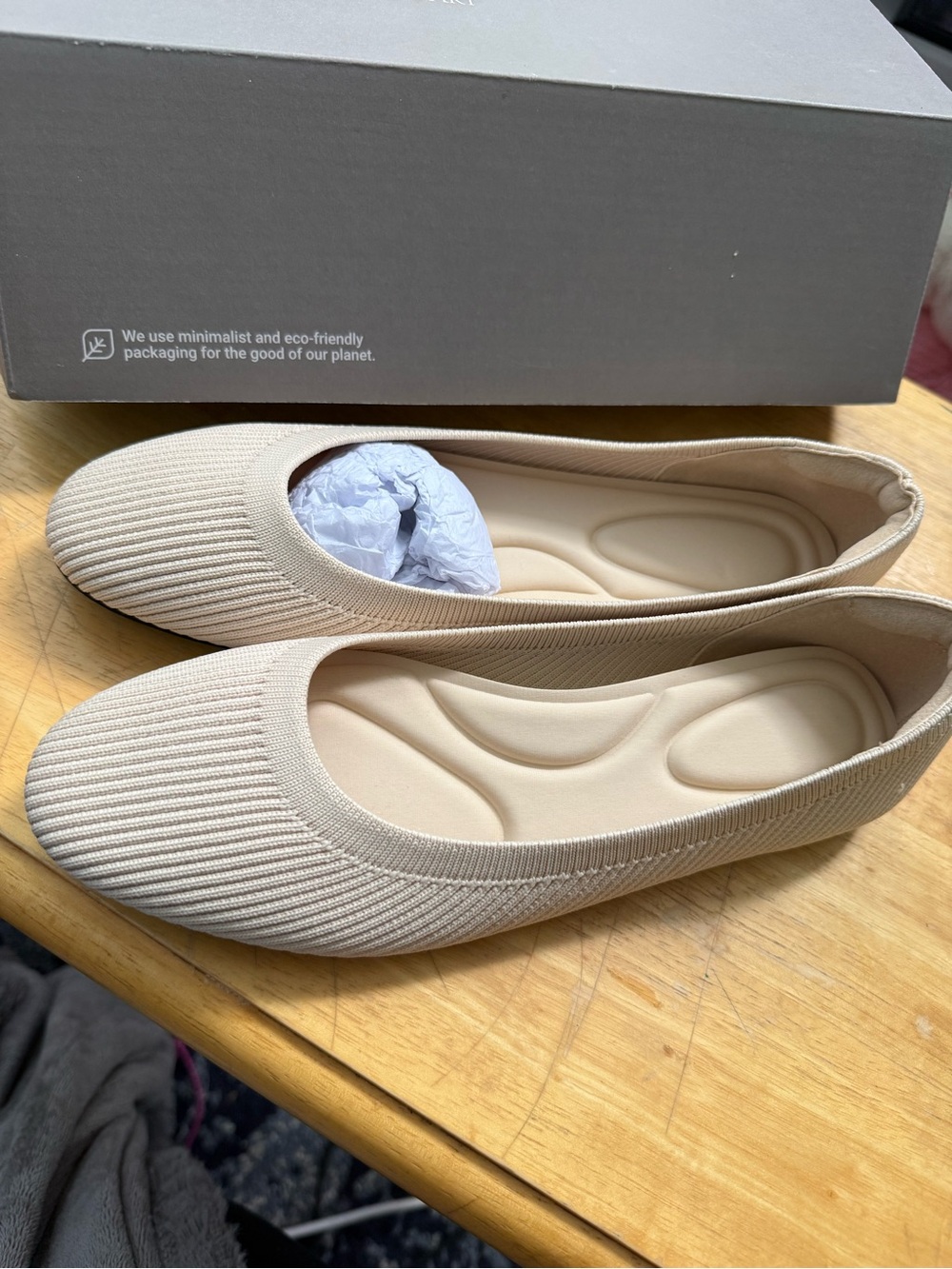 TIJN WALKON Everyday Knit Ballet Flats — Beige
